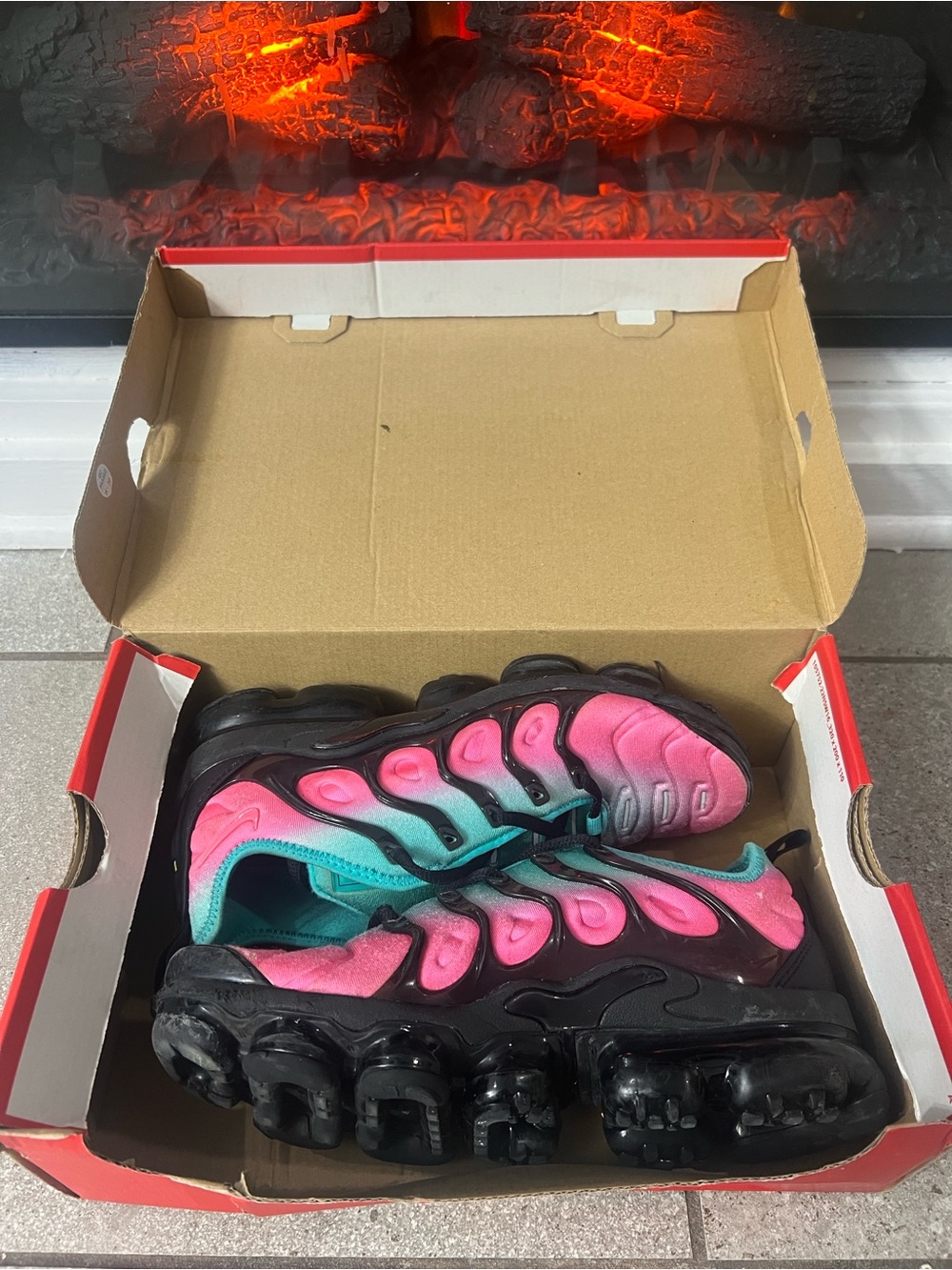 Nike Air VaporMax Plus Pink Teal Ombré Women's Lace Up Sneakers Cushioned - Picture 7 of 7